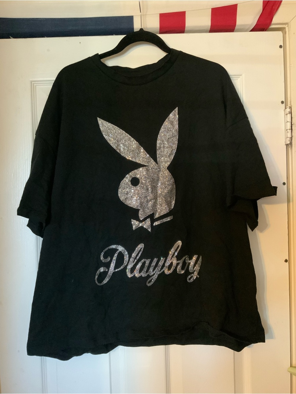 PLAYBOY Black Tee with Silver Stud Detailing